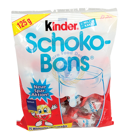 Kinder Schokobons milk chocolate with milk hazelnut filling 125g