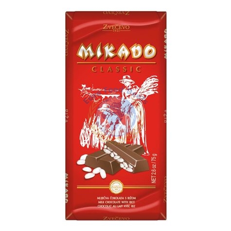 Zvecevo Mikado Milk Chocolate with Puffed Rice 75G - Euro Food